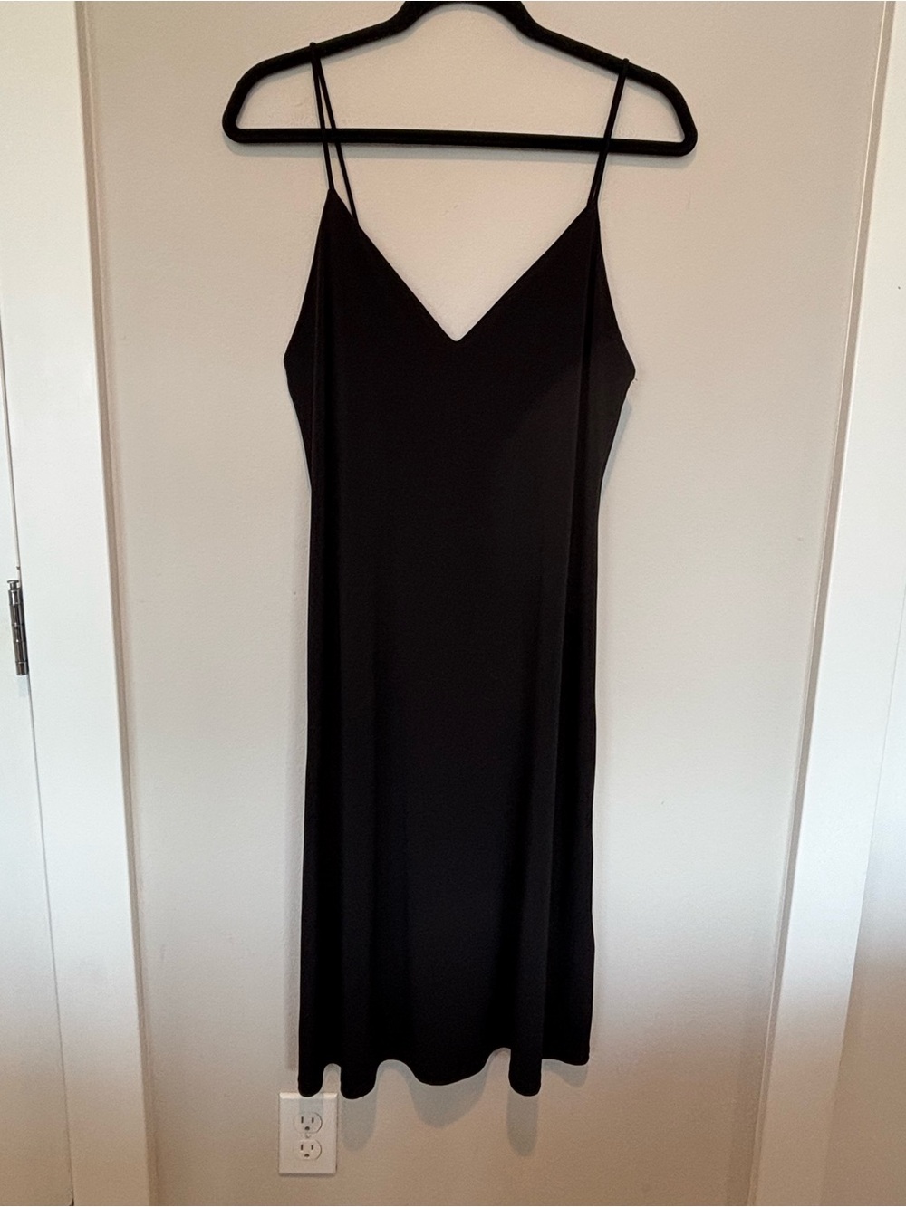 Zara Black Midi Slip Dress with Spaghetti Straps - Picture 1 of 3